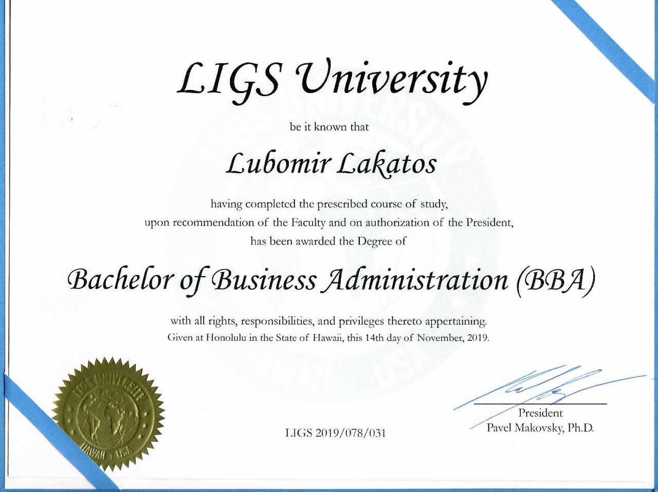 Lubomir LAKATOS, DSc, MSc, BBA, TITC-CT LIGS University, LIGS, University