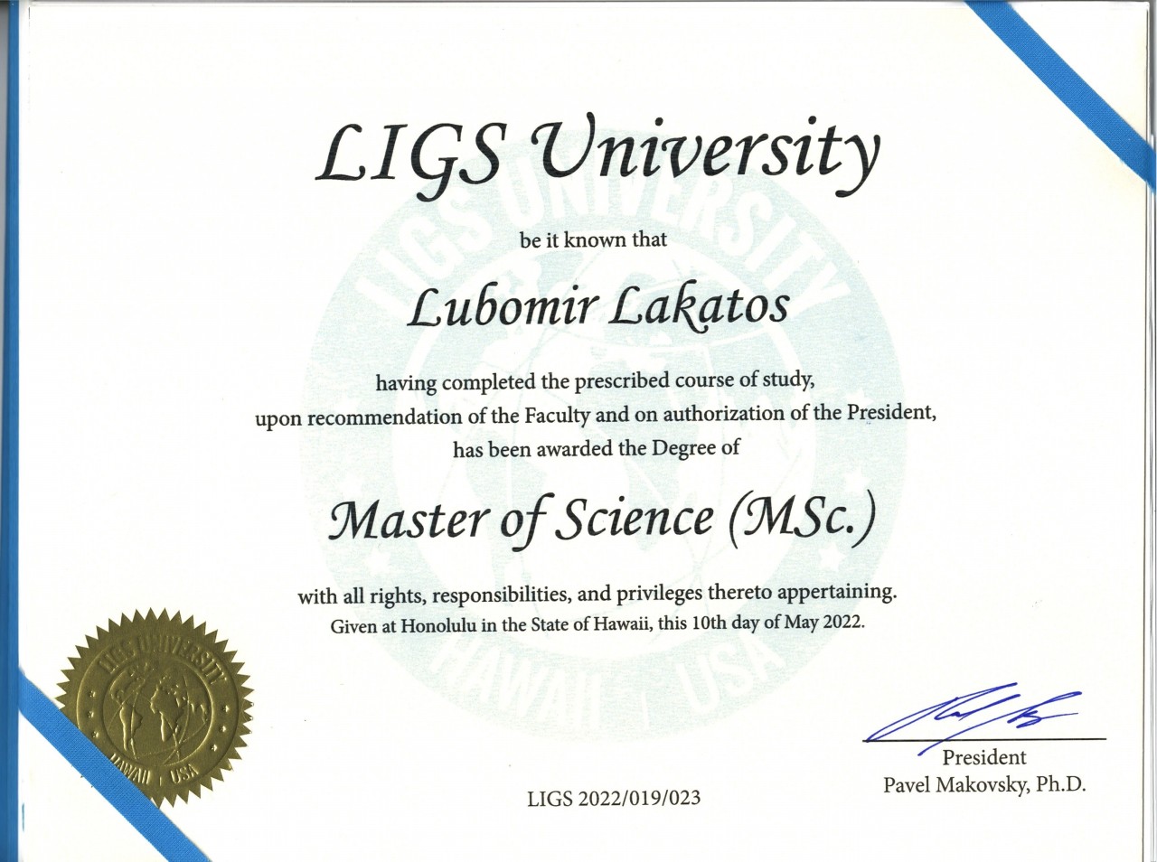 Lubomir LAKATOS, DSc, MSc, BBA, TITC-CT LIGS University, LIGS, University