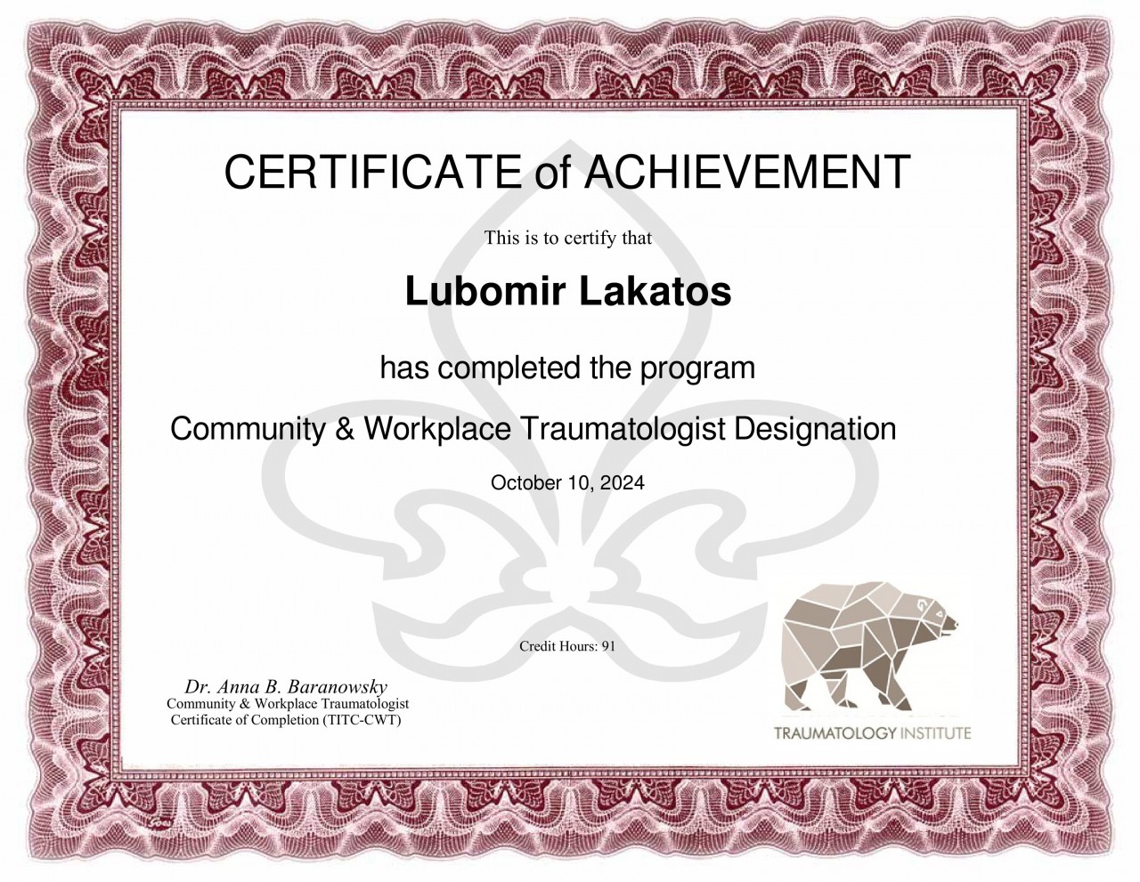 Lubomir LAKATOS, DSc, MSc, BBA, TITC-CT, TITCCWT